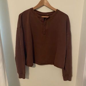 Cropped Henley sweatshirt